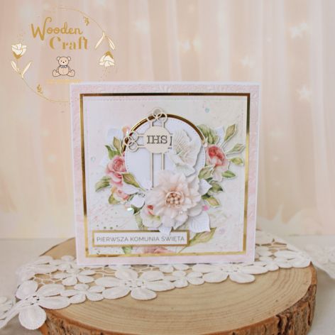 Kartka pamiątka I Komunii "RoseWine1" GOTOWA