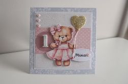 Personalizowana kartka na urodziny roczek miś