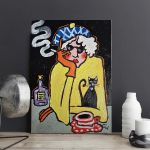 obraz olejny babcia sam na sam z nocą  - 