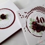 Kartka ROCZNICA ŚLUBU biało-rubinowa - Biało-rubinowa kartka na rocznicę ślubu w pudełku
