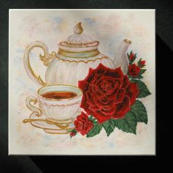 Ręcznie malowana herbaciarka organizer pudełko RÓŻA