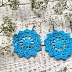 Kolczyki szydełkowe rozetki - turkus - 