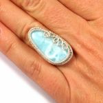 Larimar, srebrny pierścionek z larimarem blue - Larimar, srebrny pierścionek z niebieskim larimarem, ręcznie wykonany, prezent dla niej, prezent dla mamy, prezent urodzinowy biżuteria