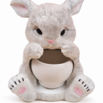 Świecznik wielkanocny Biały Króliczek | gipsowy świecznik dekoracyjny - 