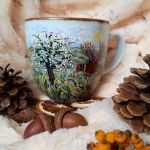 Ręcznie malowany bażant i dzikie jabłonie kubek 480 ml. - Ręcznie malowane