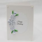 Kartka urodzinowa, quilling, kolor srebrny - 