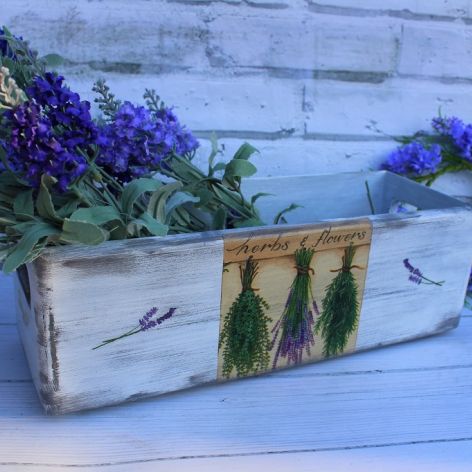 SKRZYNKA NA KWIATY, SHABBY CHIC, LAWENDA