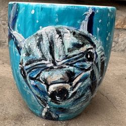 Porcelanowy kubek ręcznie malowany- Delfin