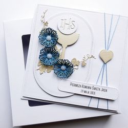 Gustowna kartka na Komunię ręcznie robiona 