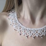 Naszyjnik 'Biała koronka' koraliki szklane - Naszyjnik 'Biała koronka' szklane koraliki