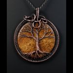 Drzewko Szczęścia amulet z bronzytem miedź - miedziany wisior wire wrapped