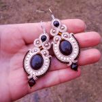 Kolczyki Krem & Brąz z Agatem - 