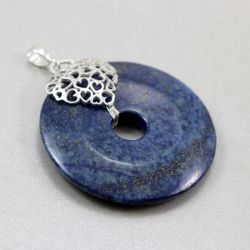 Lapis lazuli z pirytem i srebro - wisior