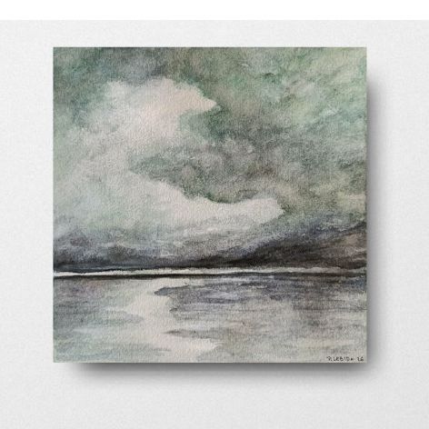 Morze-akwarela formatu 20/20 cm .