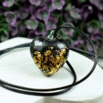 Wisiorek serce - czarno złote - wisiorek czarne serce