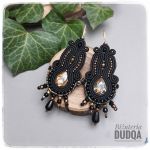 Kolczyki sutasz czarne czerń i złoto długie  - eleganckie