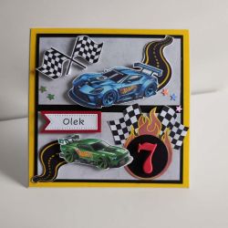 Personalizowana kartka ręcznie robiona na urodziny Hot Wheels
