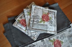4 podkładki pod kubki - romantyczne róże