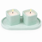 Zestaw gipsowych świeczników DIY – 2 szt. + taca, pojemniki na świece sojowe, dekoracyjne, nowoczesne - 