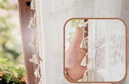 Zasłony gotowe lniane boho z frędzlami panel sztora 130/240cm