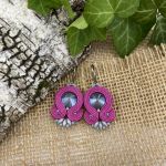 Małe kolczyki sutasz/soutache różowo szare  - Różowe kolczyki