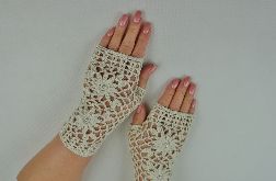 Rękawiczki, mitenki handmade beżowe 01