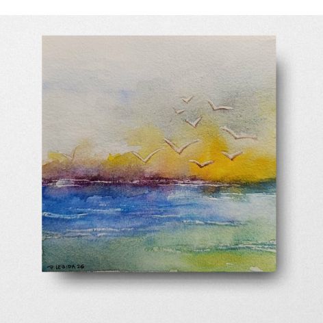 Morze 4-akwarela formatu 15/15 cm 