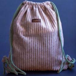 Pudroworóżowy sztruksowy workoplecak basic