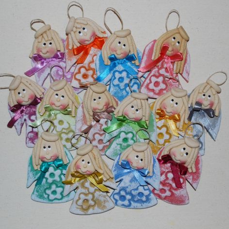 Jak nam wesoło - aniołki z masy solnej, prezenciki dla gości, dekoracja