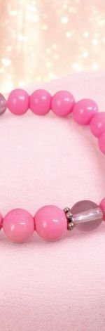 Bransoletka na gumce różowy piesek