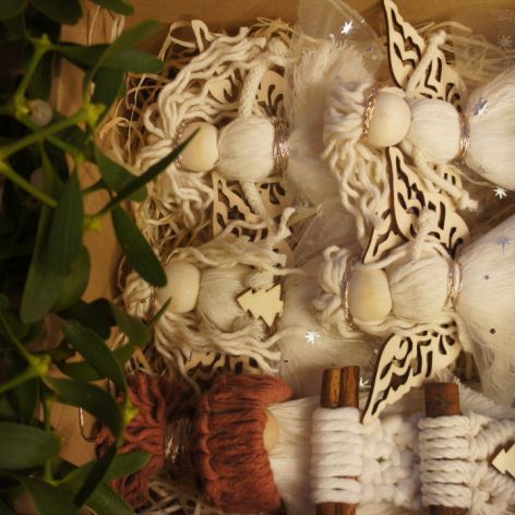 Box świątecznych dekoracji ze sznurka Makrama na święta 