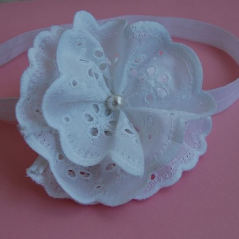Opaska niemowlęca - "W bieli koronki"