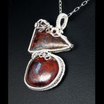 Srebrny wisior z agatem koronkowym czerwień - Sterling silver pendant with red Crazy Lace Agate, gift for her gift for mom, wire wrapped, without chain, handmade, gift for women