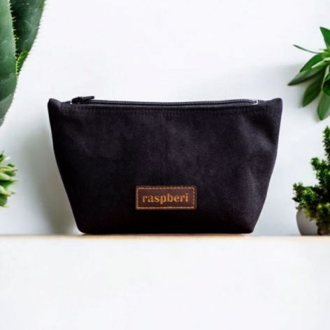 Czarna kosmetyczka MIDI z nubuku