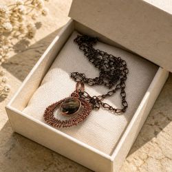 Miedziany naszyjnik z jaspisem wire wrapping