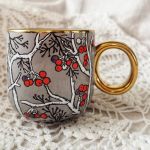 Ręcznie malowany porcelanowy kubek JARZĘBINA - kubek dla taty