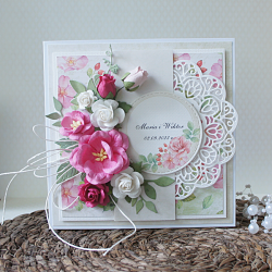 Różana kartka ślubna z personalizacją v.4