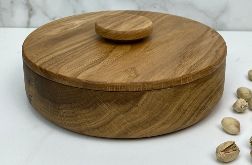 Drewniana duża miska na przekąski z przykrywką 20 cm