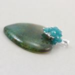 Agat smoczy jadeit i srebro - wisior - 