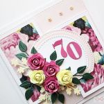 Kartka URODZINOWA z różowo-żółtymi kwiatami - Kartka na urodziny z różowo-żółtymi różami