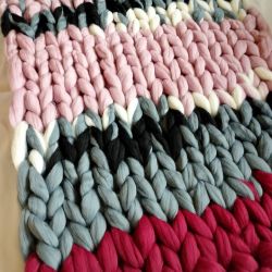 Kolorowy koc wełna czesankowa 100% merynos