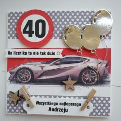 kartka ferrari 30 40 urodziny pudełko męska
