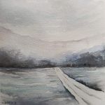 Zima-akwarela formatu 15/15 cm  - 