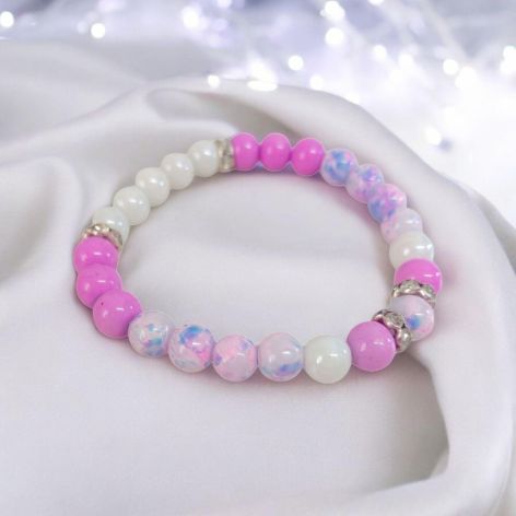 Bransoletka na gumce róż  przekładki