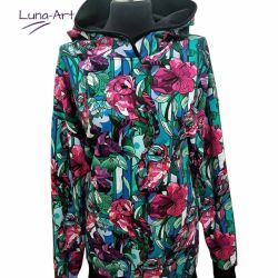 Bluza damska oversize kolorowe sowy i kwiaty