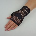 Romantyczne rękawiczki czarne - ażurowe rękawiczki
