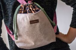 Brązowo-beżowy workoplecak mini panterka