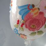 świecznik-lampion szklany z kwiatami i motylami - detale