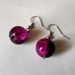 Kolczyki Crackle fioletowe - Kolczyki wiszące