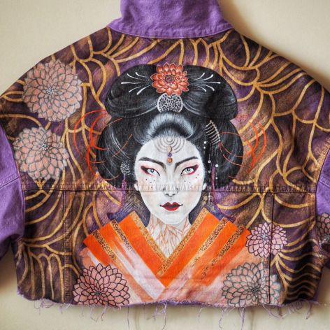 Ręcznie malowana kurtka GEJSZA